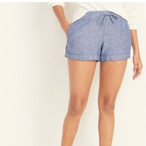 Womens mid rise linen shorts